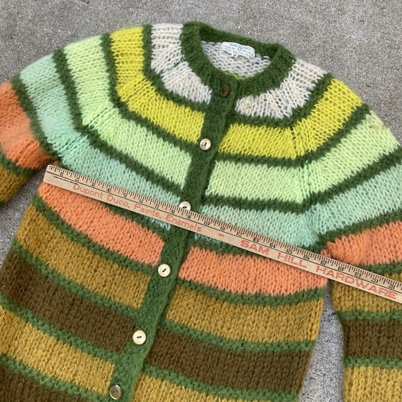 Vintage 50s 60s Mohair Cardigan Women Made in Italy Size 38 M/L Pastel Striped - Picture 6 of 9